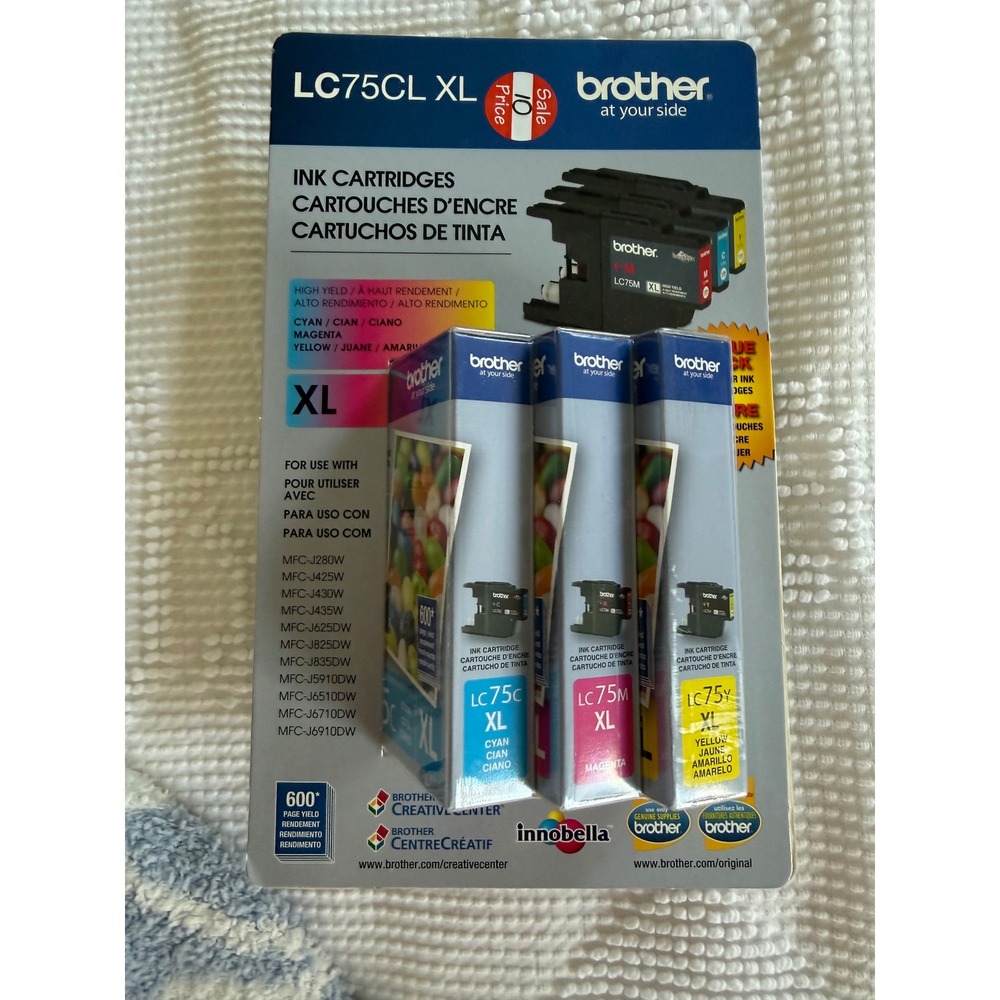 New Brother LC75CL XL Color Ink Value Pack Cyan Magenta‎ Yellow EXPIRED 2012